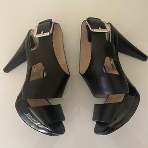 Michael Kors Black Platform Heels with Silver Buckle- Size 8